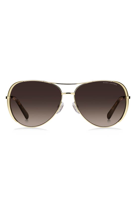 Shop Marc Jacobs 59mm Gradient Aviator Sunglasses In Gold Brown/ Brown