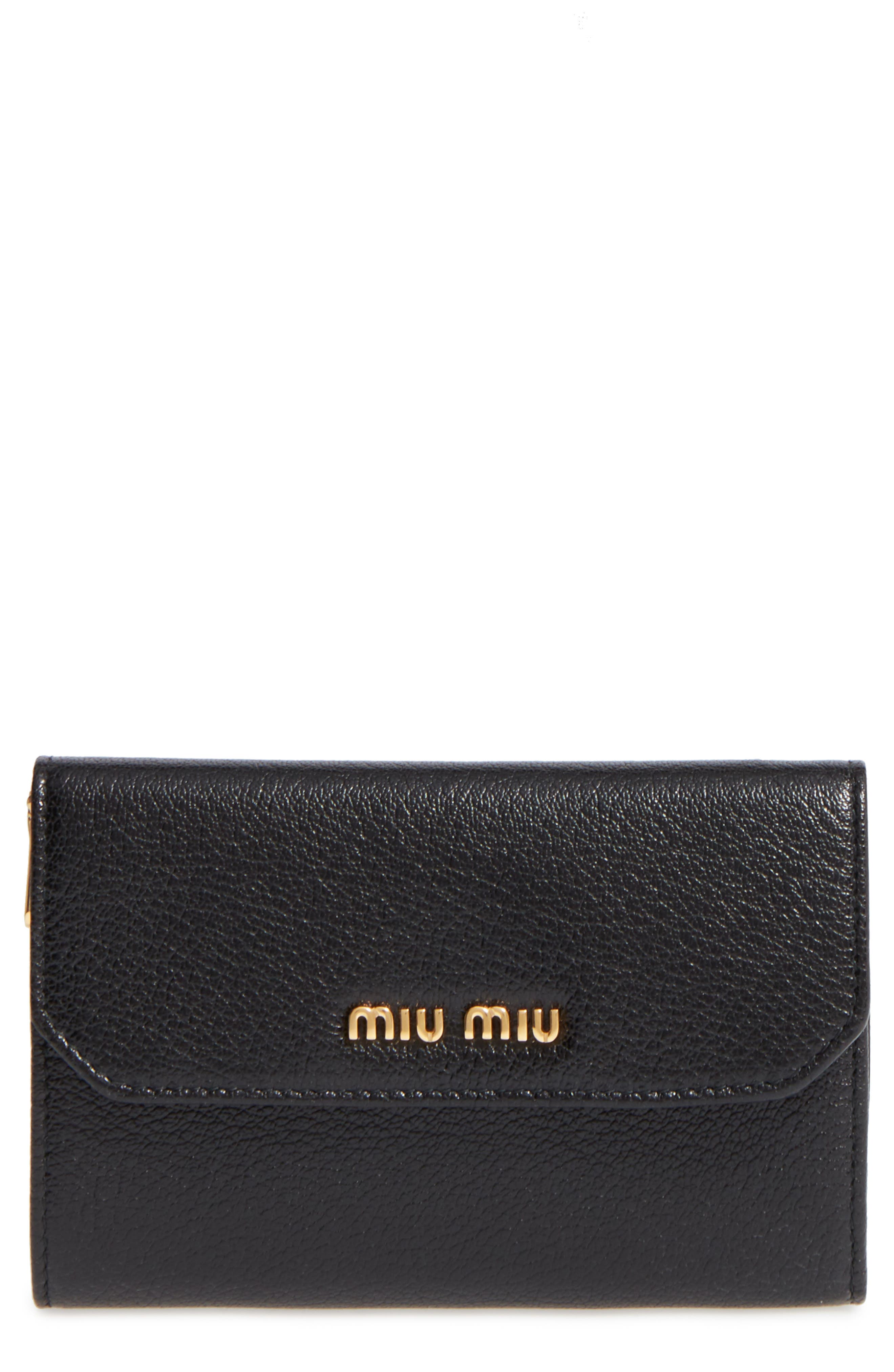 Miu Miu Madras Leather French Wallet Nordstrom