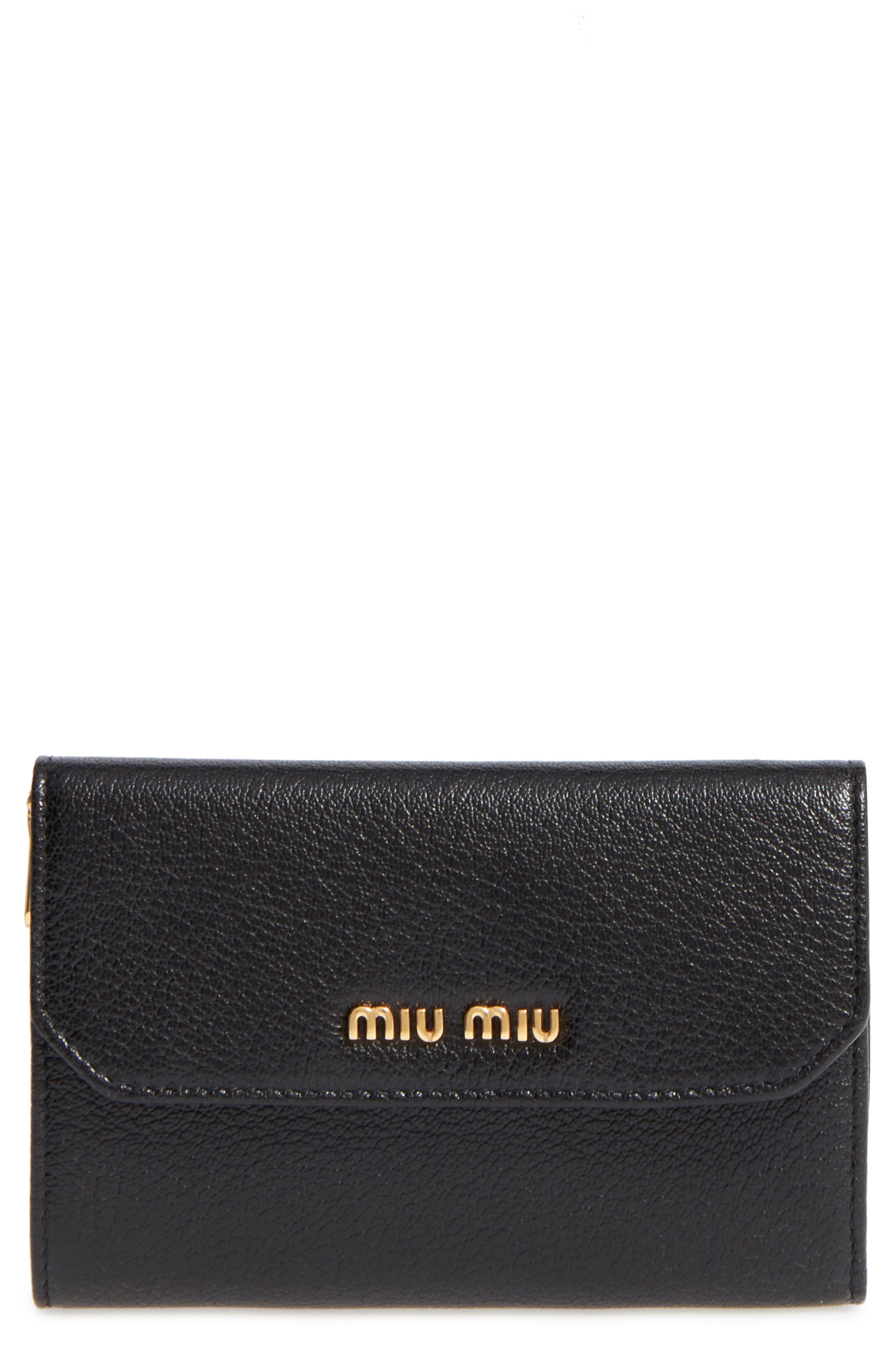 Miu Miu Madras Leather French Wallet | Nordstrom