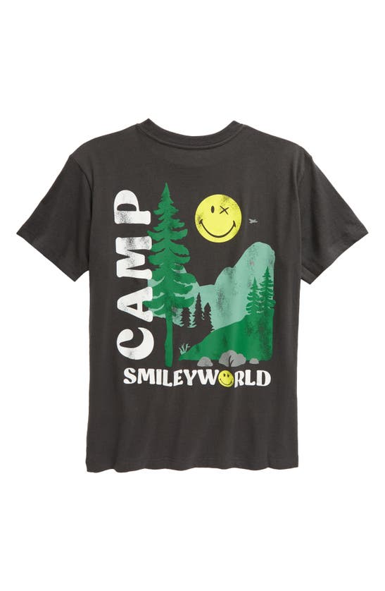 Shop Treasure & Bond Kids' Cotton Graphic T-shirt In Black Raven Smiley Camp