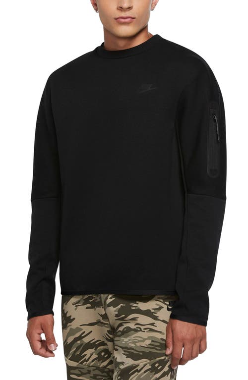 Nike Sportswear Tech Fleece Crewneck Sweatshirt In Black/black