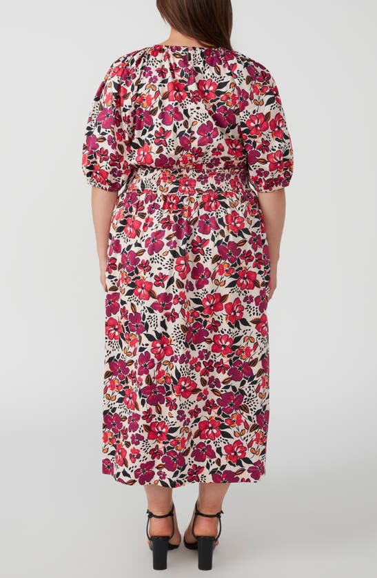 Shop Estelle Buckingham Garden Cotton Sateen Midi Dress In Print