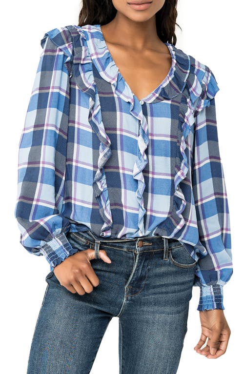 Plaid Ruffle Shirt in Blue Plaid