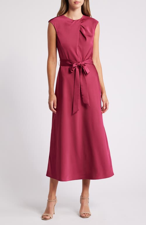 Shop Tahari Asl Cross Neck Sleeveless Midi Dress In Mulberry