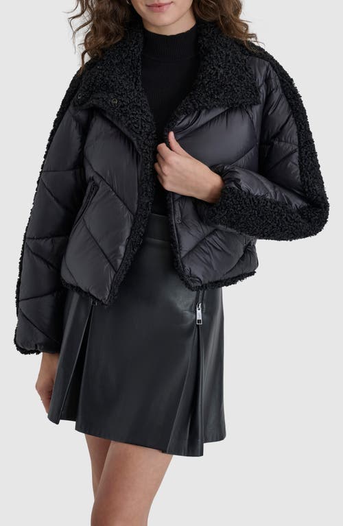 Shop Dkny Faux Shearling Lined Quilted Jacket In Black