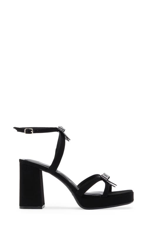 Top Guy Shoes Crystal Bow Block Heel Sandal In Black