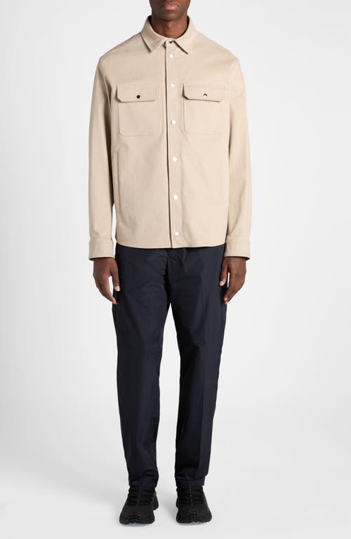 Moncler Stretch Cotton Overshirt In Beige