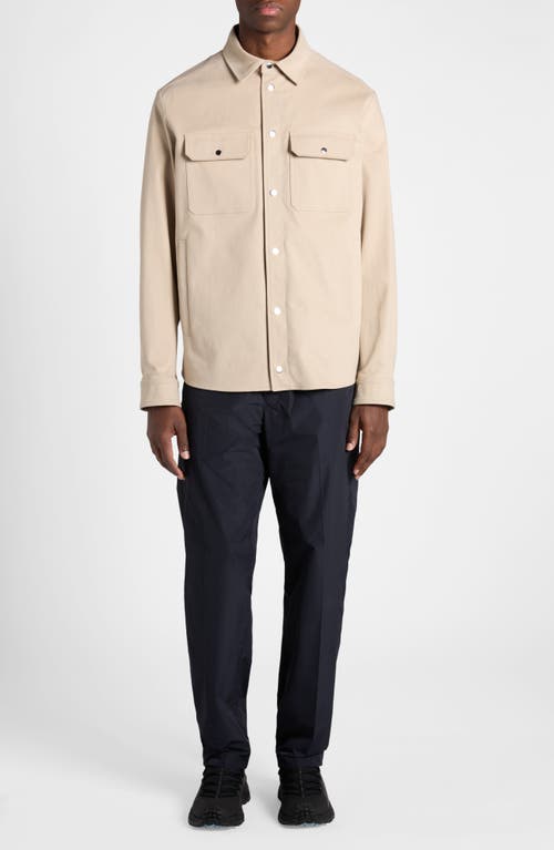 Shop Moncler Stretch Cotton Overshirt In Beige