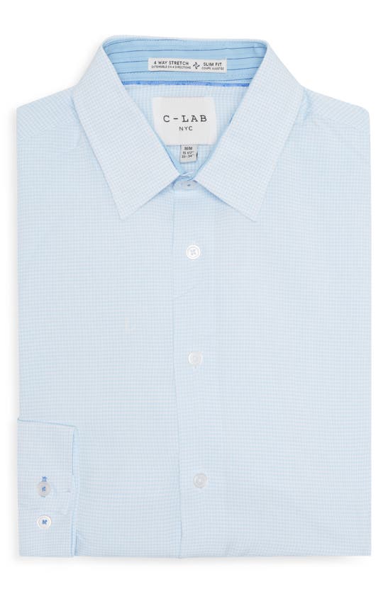 C-lab Nyc Solid Long Sleeve 4-way Stretch Button-up Shirt In Light Blue 49