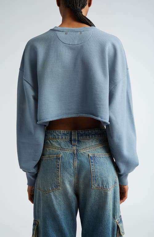 Shop Golden Goose Journey Crop Graphic Sweatshirt In Windward Blue/heritage White