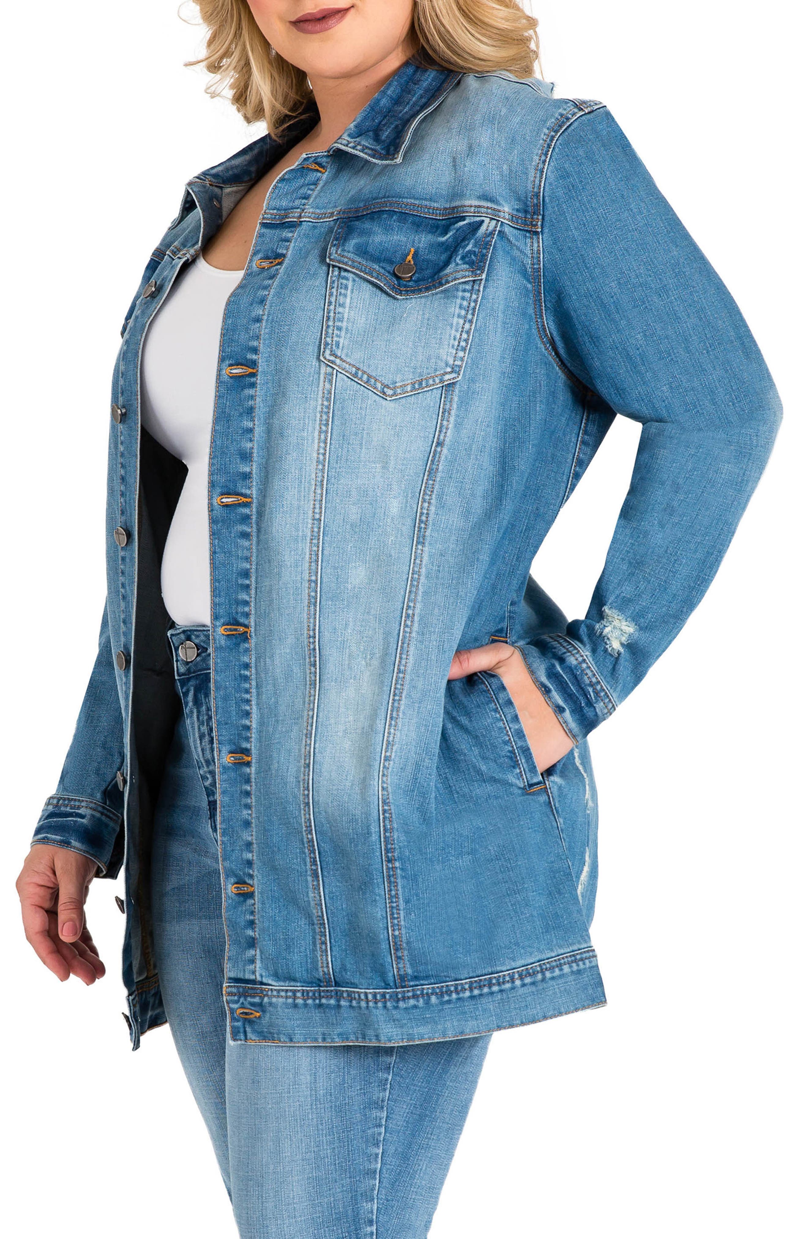 plus size longline denim jacket