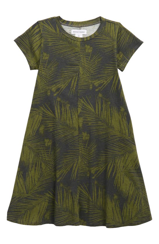 Melrose And Market Kids' Short Sleeve Knit Dress In Olive Palms