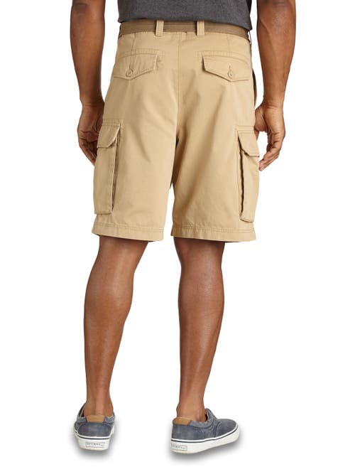 True Nation Relaxed-fit Twill Cargo Shorts In Khaki