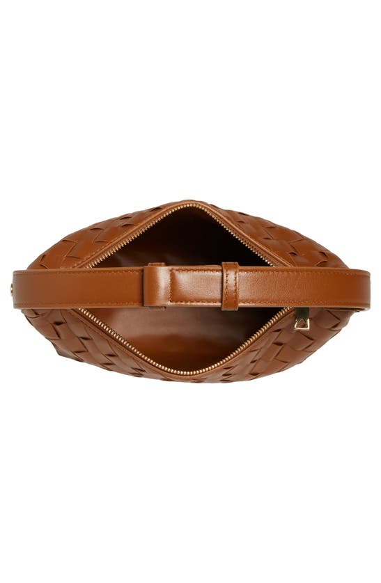 Shop Bottega Veneta Mini Wallace Intrecciato Leather Shoulder Bag In Cognac/ Gold