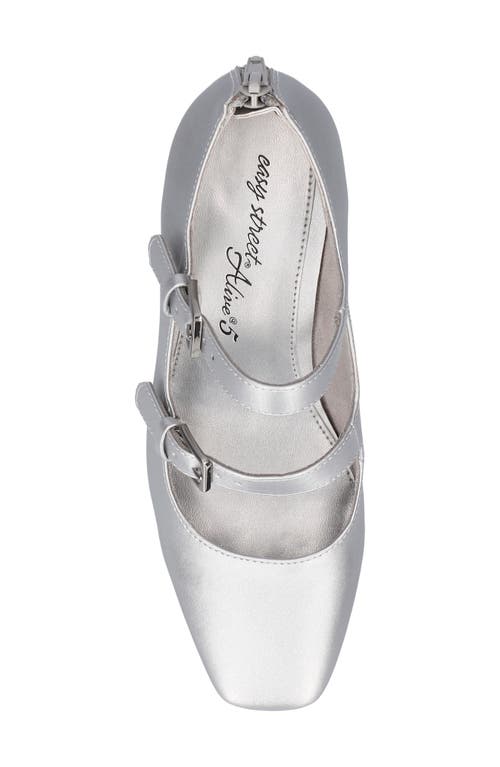 Shop Easy Street Willis Square Toe Mary Jane Pump In Silver Satin