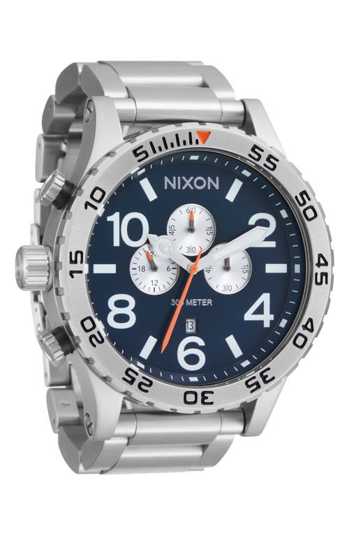 Shop Nixon 51-30 Chronograph Bracelet Watch, 51mm In Silver/midnight