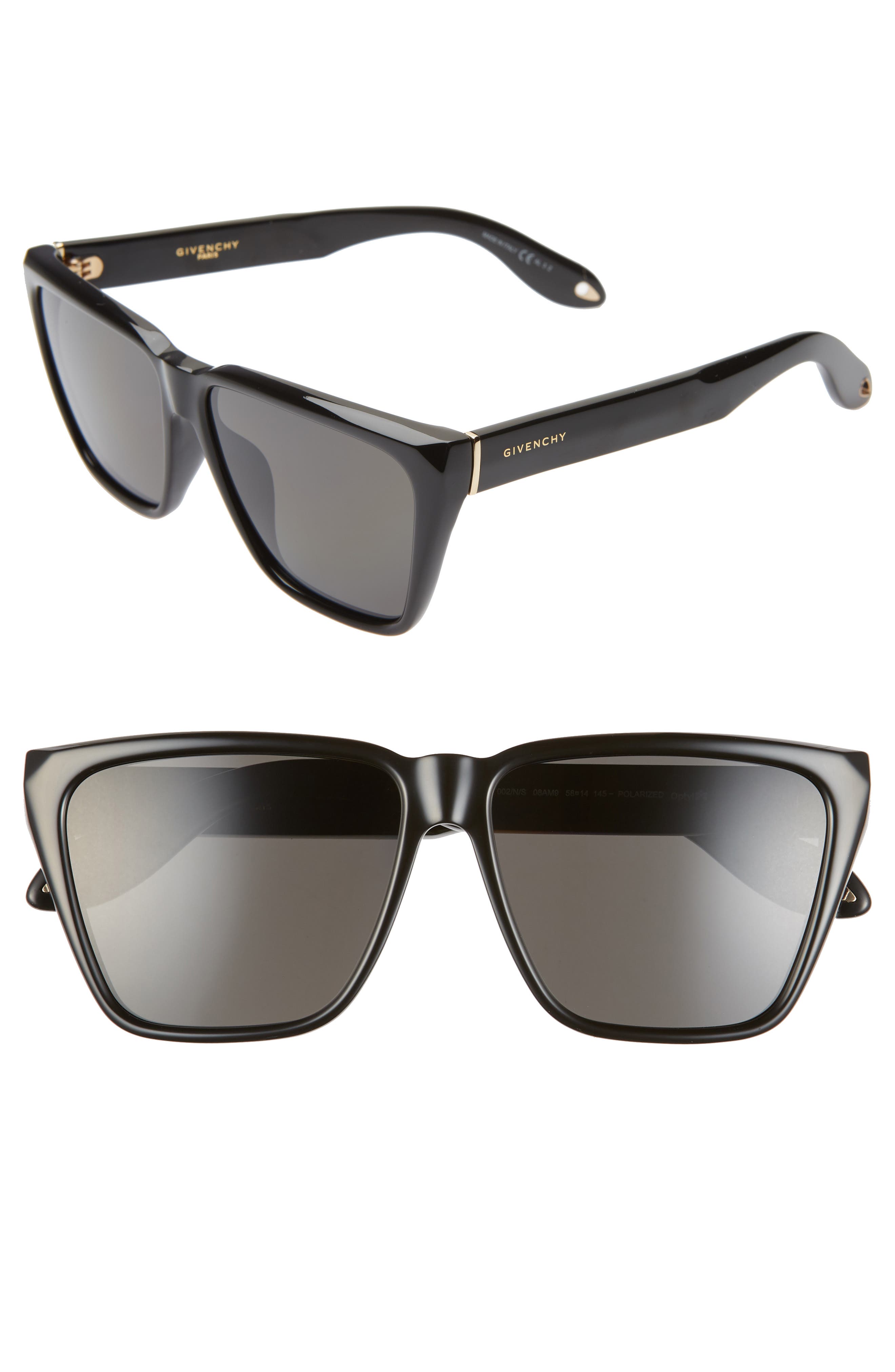 Givenchy 58mm Polarized Flat Top 