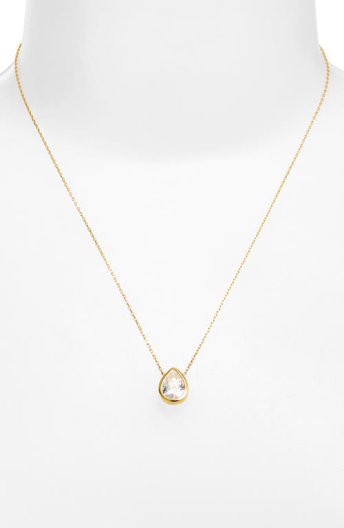 Shop Shymi Pear Cubic Zirconia Bezel Pendant Necklace In Gold/white