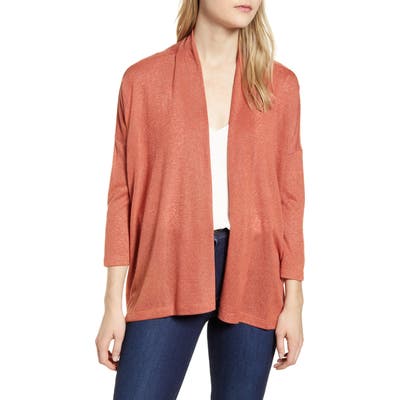 Bobeau Luann Open Front Cardigan, Orange