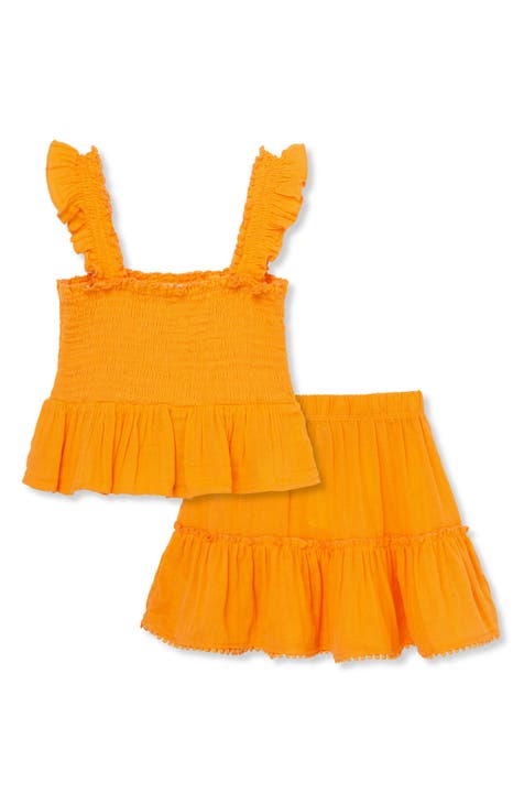 Kids' Smocked Cotton Top & Skirt Set (Little Kid)