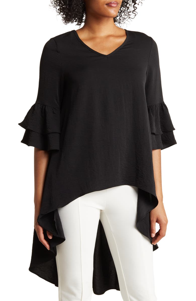 PATRIZIA LUCA V-Neck Tiered Sleeve High/Low Tunic | Nordstromrack