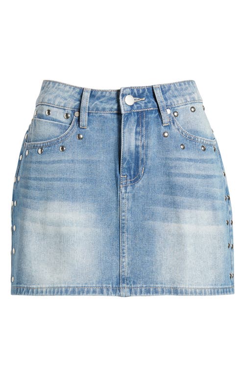 Shop Ptcl Studded Denim Miniskirt In Indigo