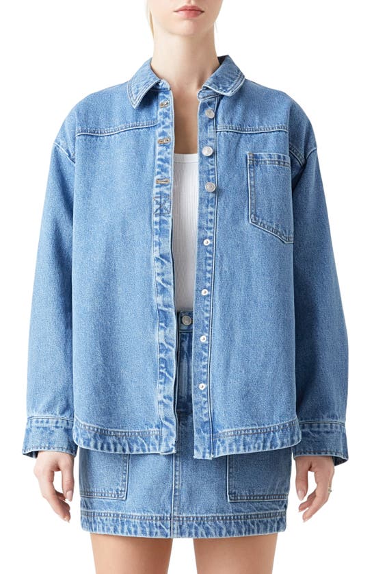 Grey Lab Oversize Denim Button-up Shirt In Denim