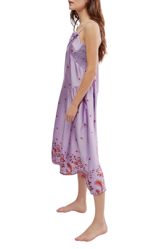 Free People On My Own Floral Satin Nightgown In Lilac Combo