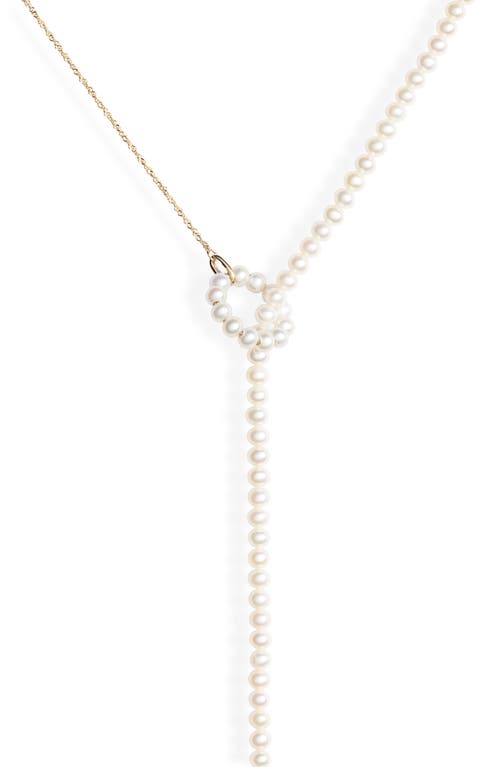 Shop Poppy Finch Pearl Lariat Necklace In Gold/pearl