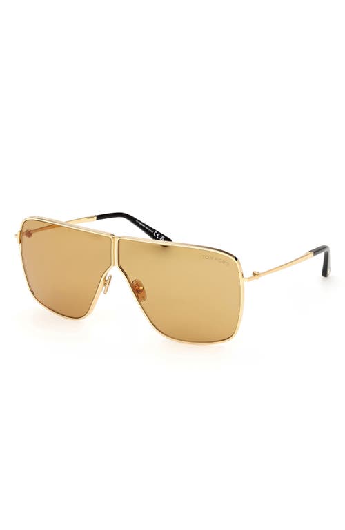 Shop Tom Ford Huxley 68mm Oversize Navigator Sunglasses In Shiny Deep Gold/amber