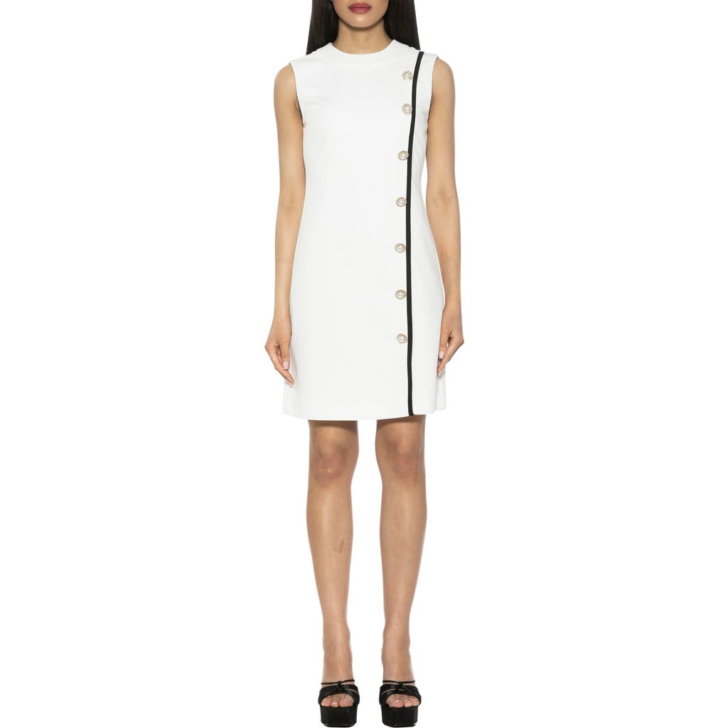 Alexia Admor Stripe Detail Sleeveless Shift Dress In White
