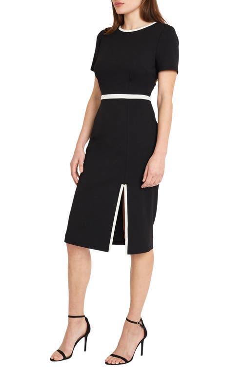 Donna Morgan For Maggy Scuba Crepe Midi Dress In Black/white