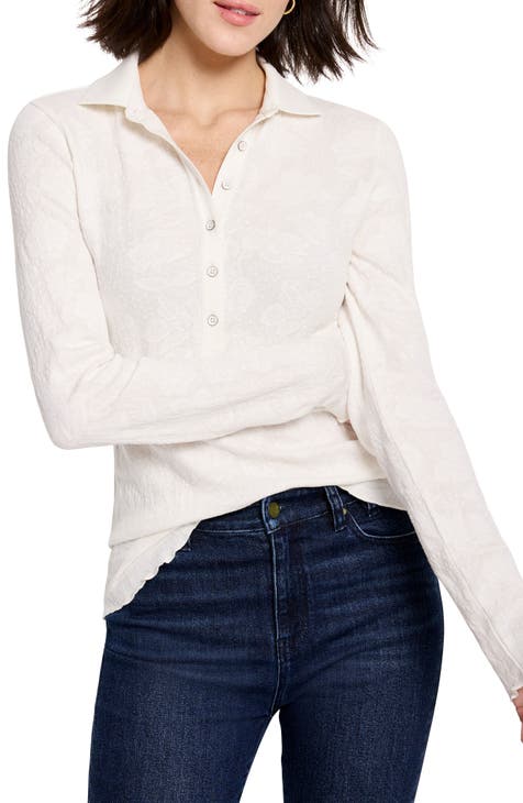 Juni Long Sleeve Petite Top in Teal Watercolor Wash