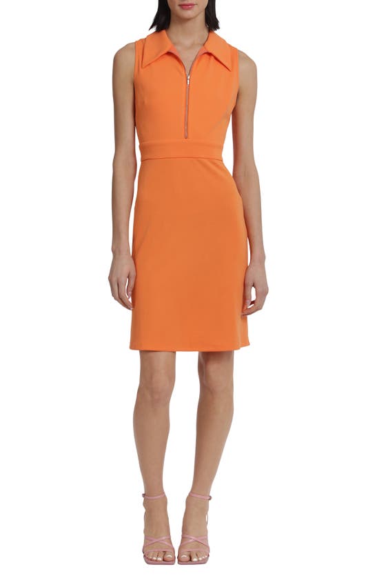 Shop Donna Morgan For Maggy Zip Front Sleeveless Dress In Orange
