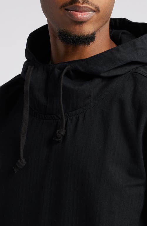 Shop Service Works Herringbone Market Smock Hoodie In Black