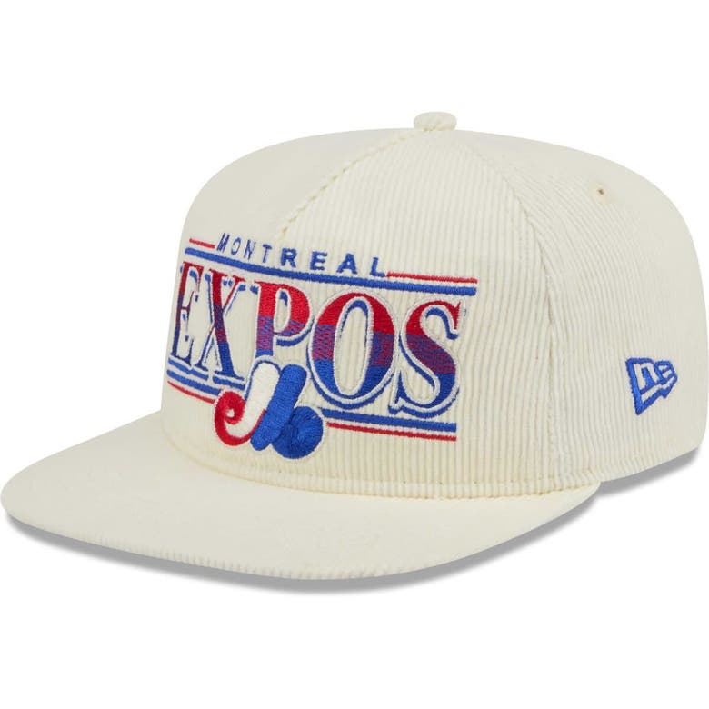 Shop New Era Cream Montreal Expos Throwback Bar Golfer Corduroy Snapback Hat