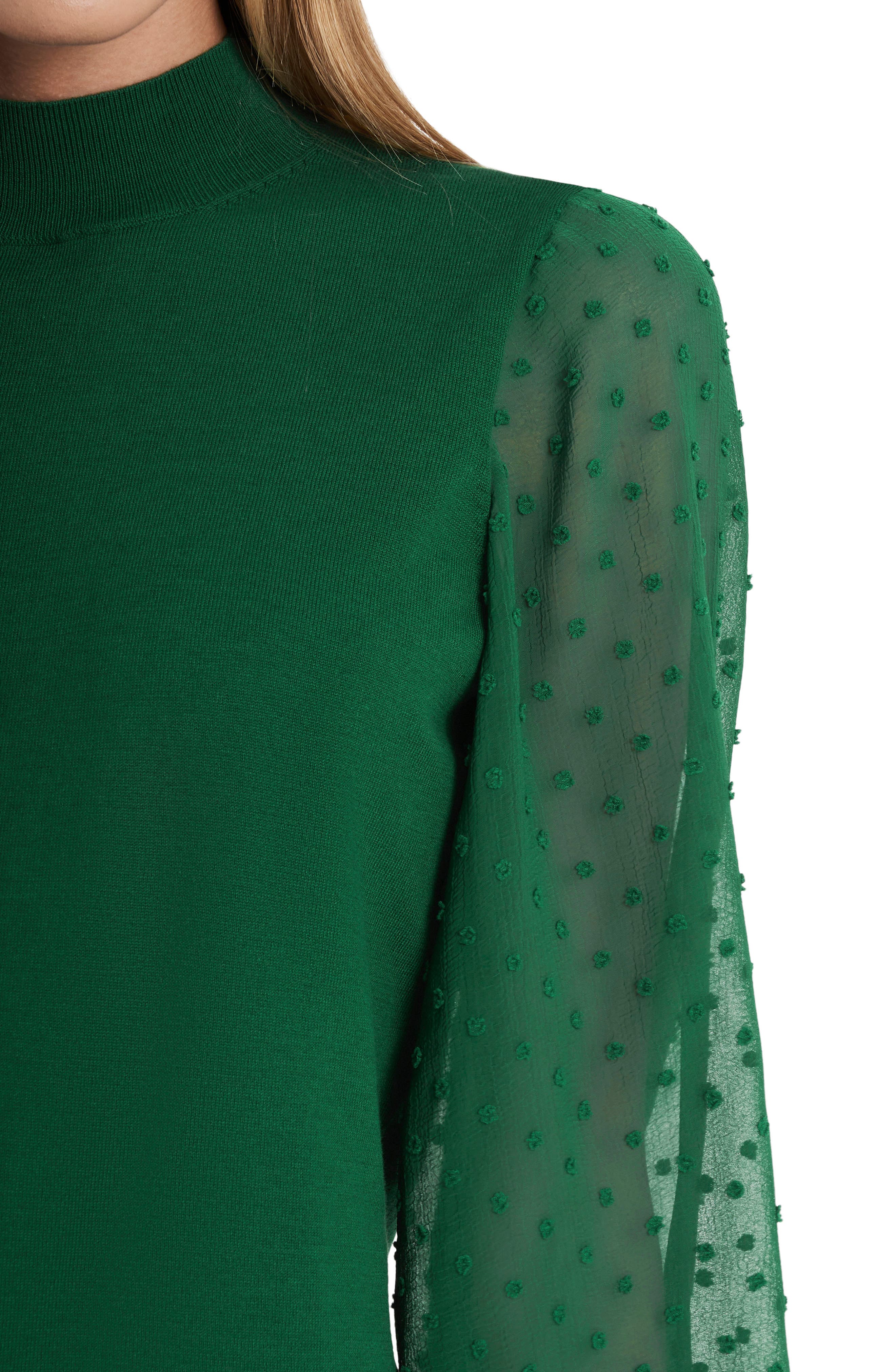 CeCe Clip Dot Sleeve Sweater Nordstrom