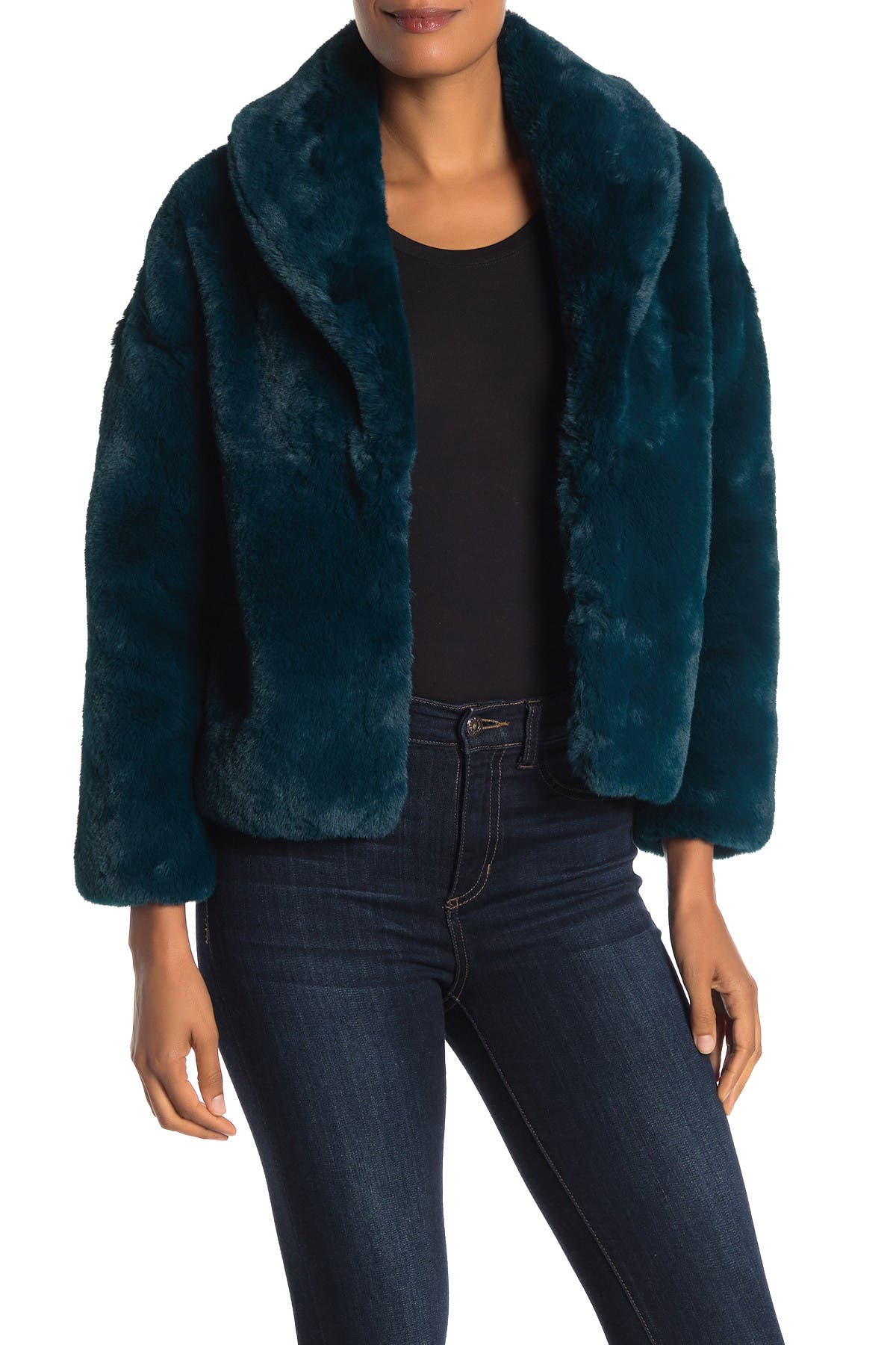 teal fur coat