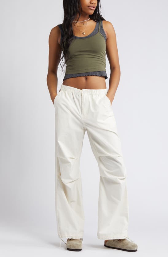 Bp. Ripstop Parachute Pants In White Whisper