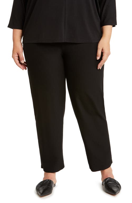 Eileen Fisher Knit Ankle Straight Leg Pants Black at Nordstrom,