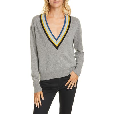 Veronica Beard Jessel Merino Wool & Cashmere Tennis Sweater, Grey