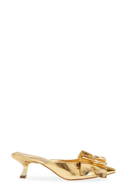 Shop Avec Les Filles Bella Ruffle Kitten Heel Mule In Gold