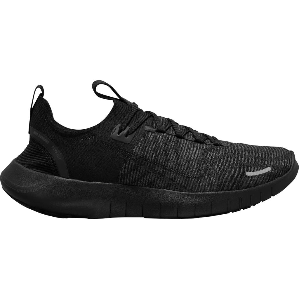 Nike Free Run Flyknit Next Nature Running Shoe In Black/anthracite