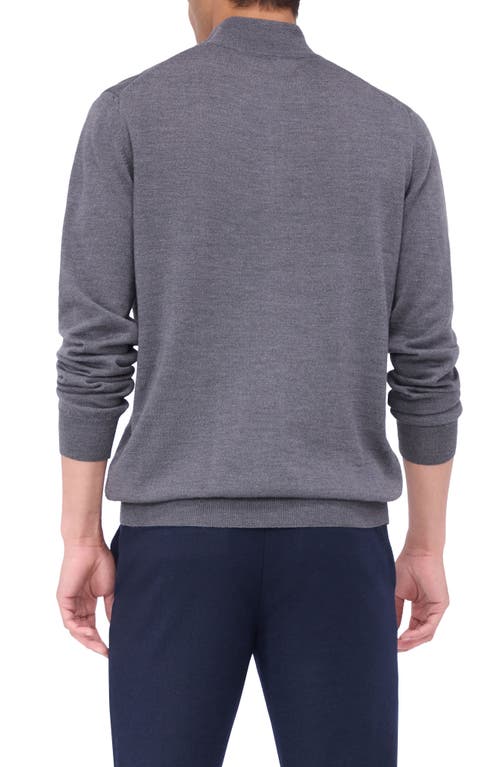 Shop Bugatchi Merino Wool Quarter Zip Pullover In Anthracite