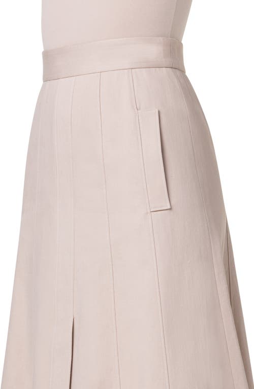 Shop Akris Pleated Denim Midi Skirt In Sand