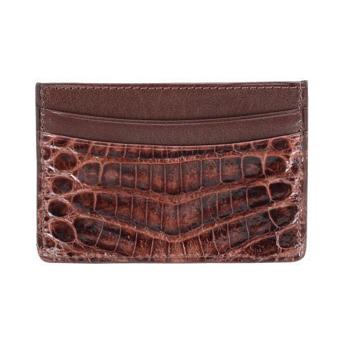 Shop Trafalgar Genuine Crocodile Card Case In Brown