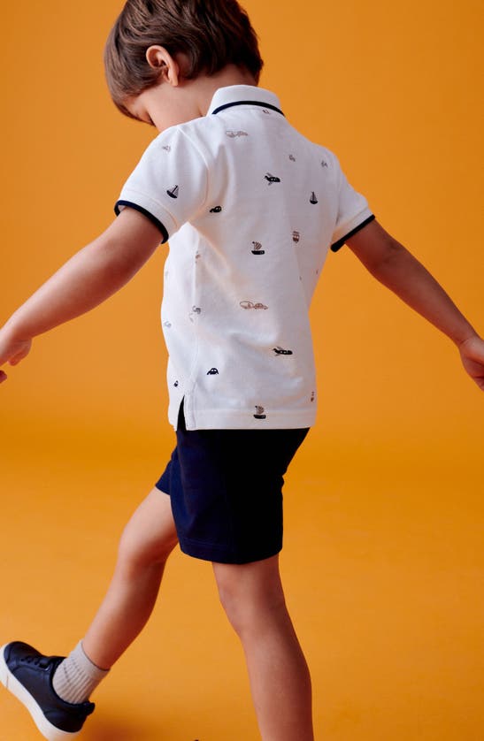Shop Next Kids' Vehicle Print Cotton Polo & Shorts Set In White