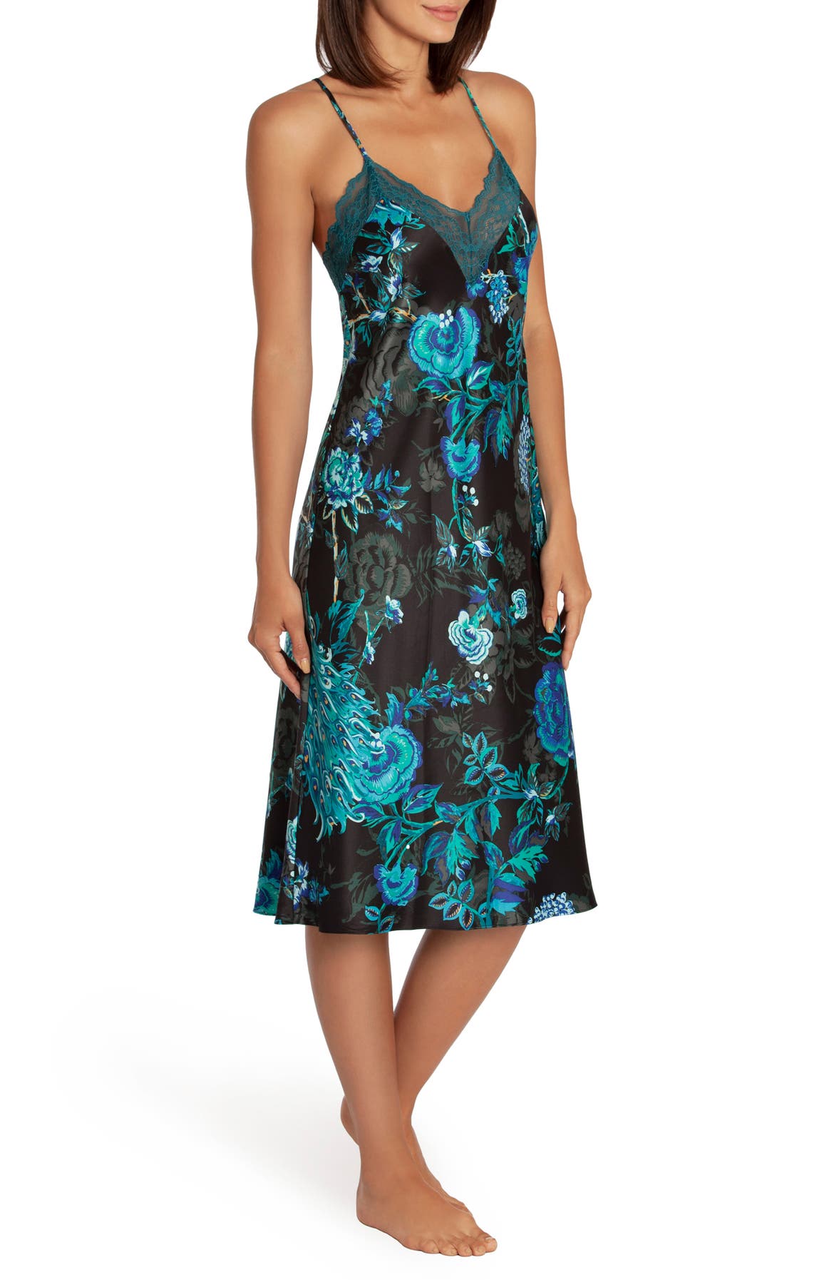 In Bloom by Jonquil Peacock Satin Nightgown (Nordstrom Exclusive ...