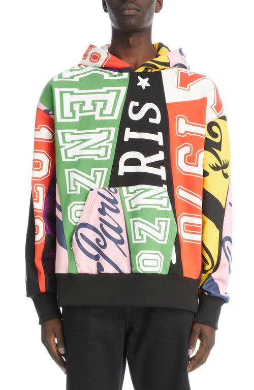 KENZO Flag Print Oversize Cotton Hoodie in Multicolor