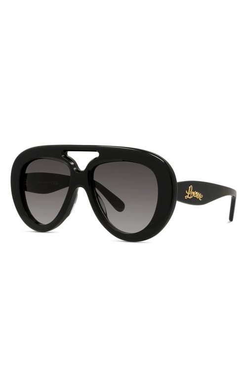 Shop Loewe Curvy 55mm Gradient Pilot Sunglasses In Shiny Black/gradient Smoke